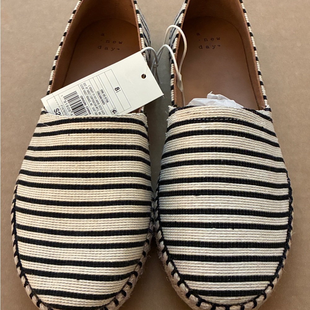 A New Day Cream and Black Striped Shoes